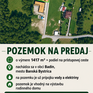 Predaj stavebný pozemok v obci Badín, Banská Bystrica